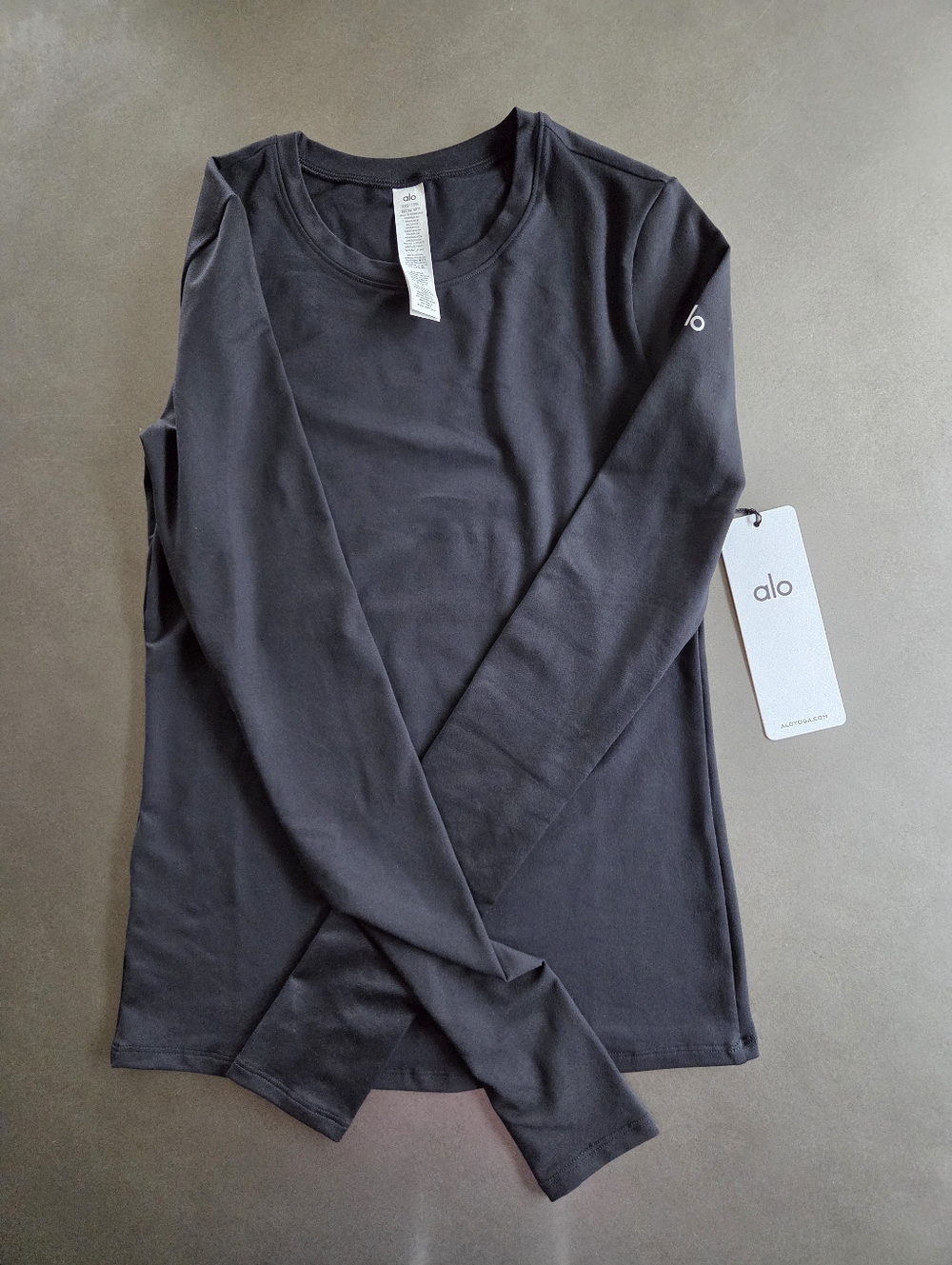 Alo Yoga Womens Black Alosoft Finesse Long Sleeve Shirt Size XXS NWT